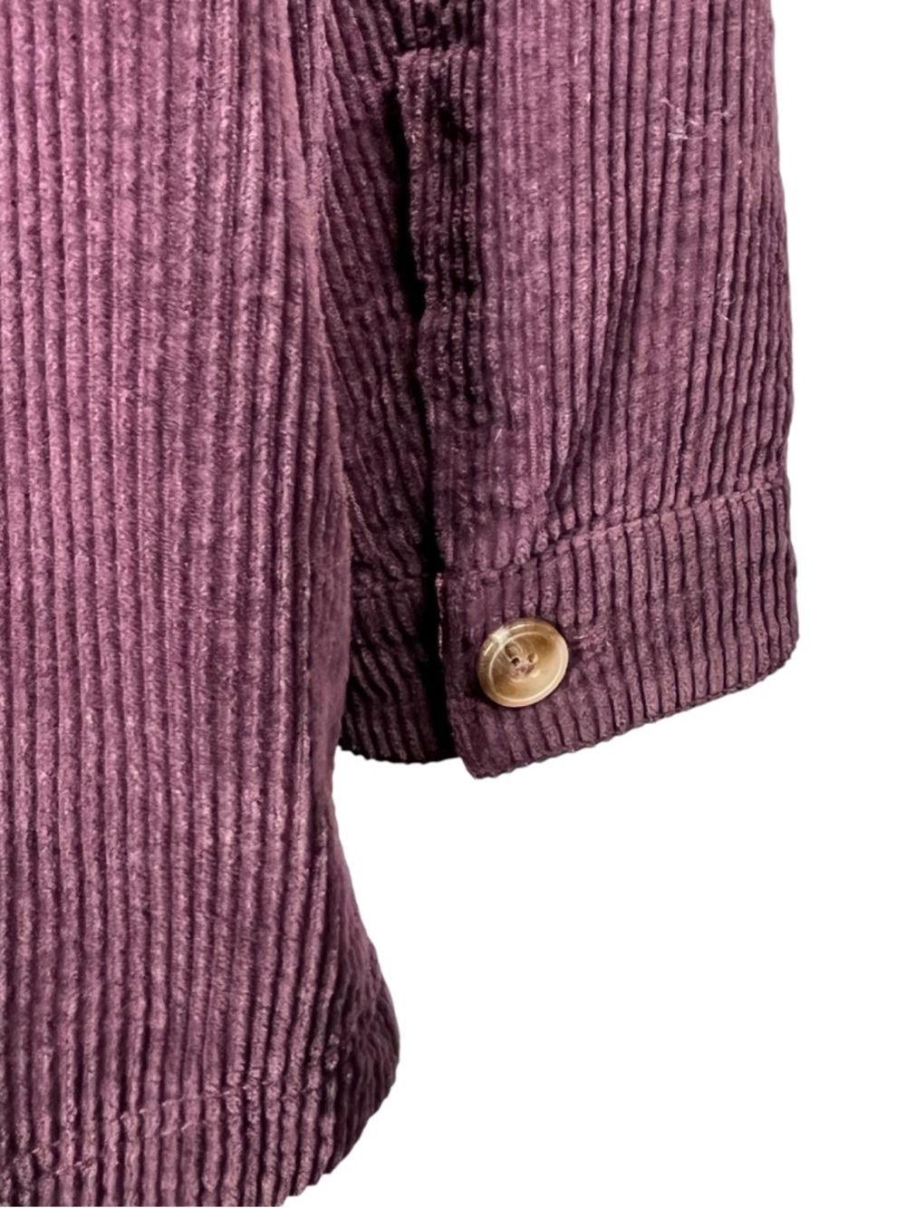J. Jill Purple Corduroy Coat Hooded Button-Up Long Jacket Velvet Plum Spring - Picture 7 of 11